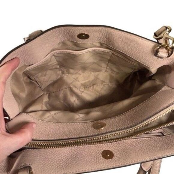 Michael Kors Camille Signature Logo & Leather Satchel Shoulder Bag Brown Pink - Picture 13 of 16